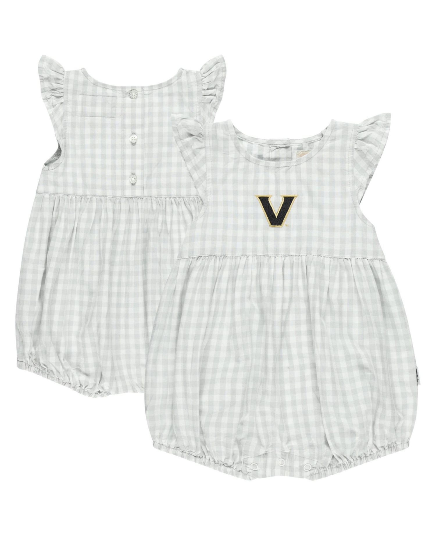 Baby Girls Gray Vanderbilt Commodores Cara Gingham Ruffled Bodysuit