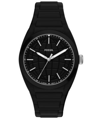 Men's Everett Three-Hand Black Silicone Watch 42mm