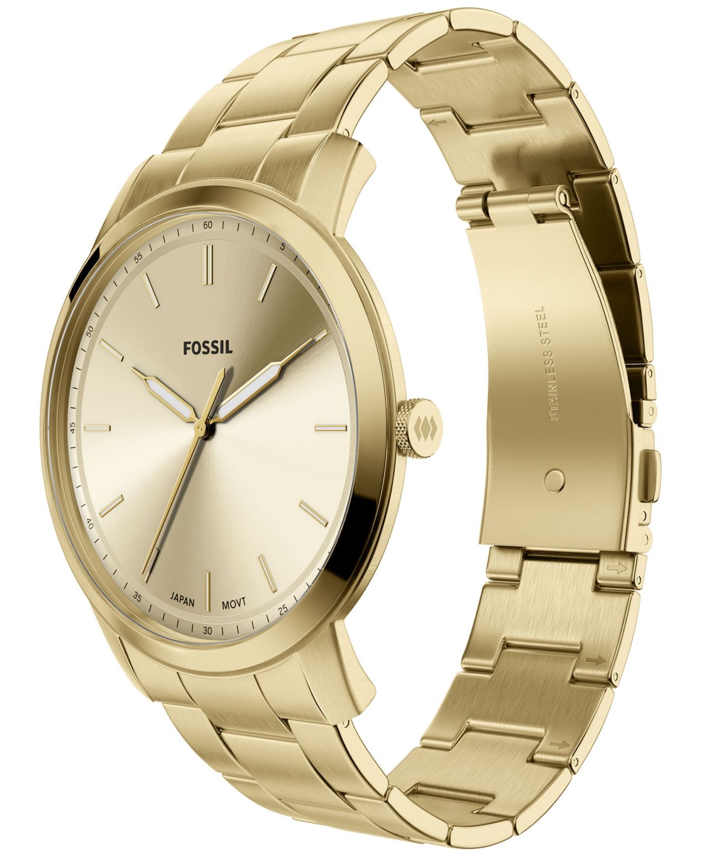 Мужские часы Fossil Minimalist Three-Hand Gold-Tone Stainless Steel Watch 44mm — фото 5