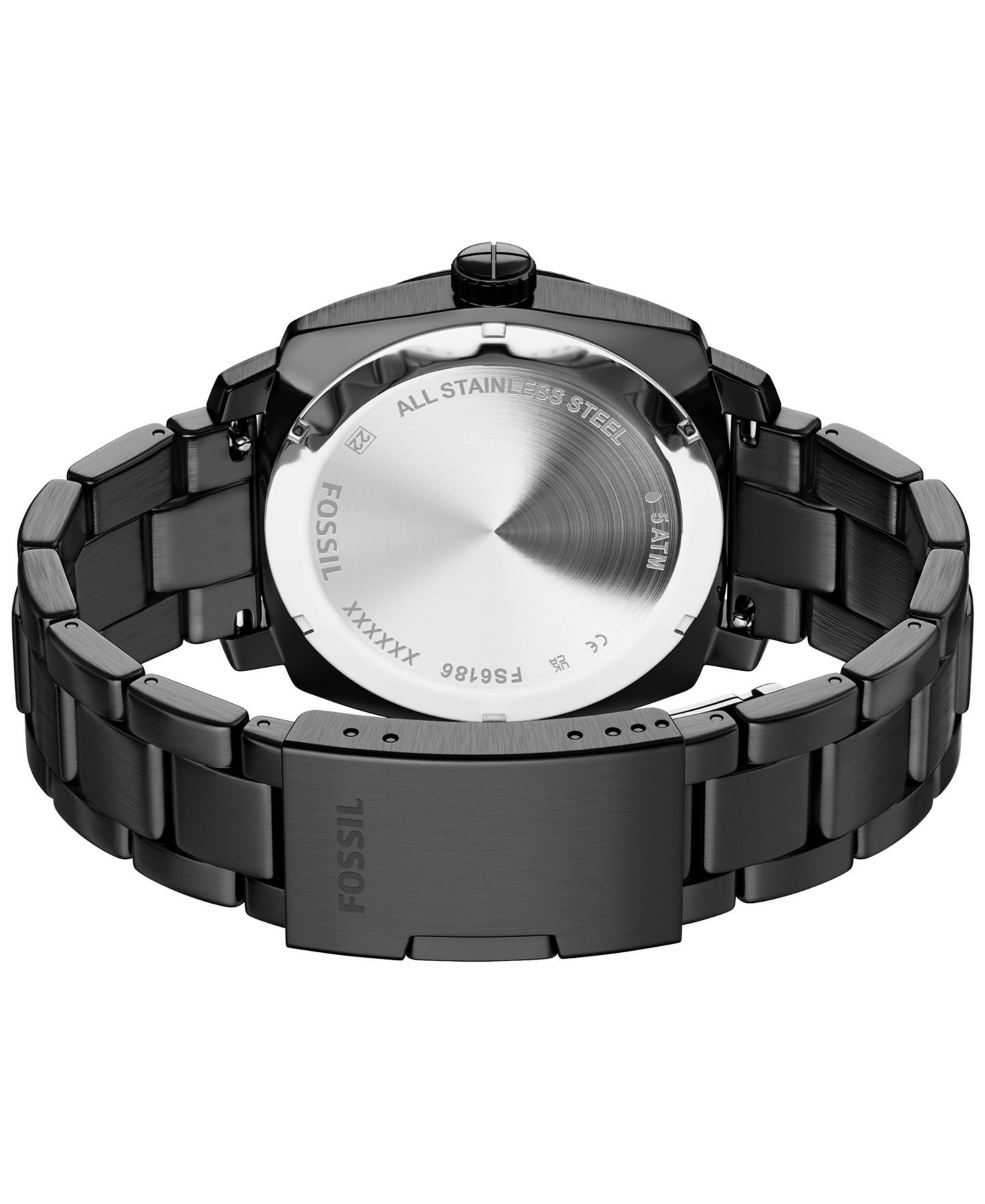 Мужские часы Fossil Machine Three-Hand Date Black Stainless Steel 41mm — фото 4