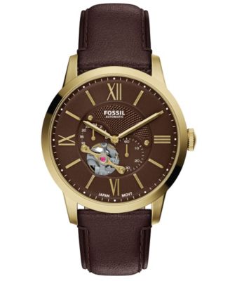 Men's Townsman Automatic Brown Leather Watch 44mm
