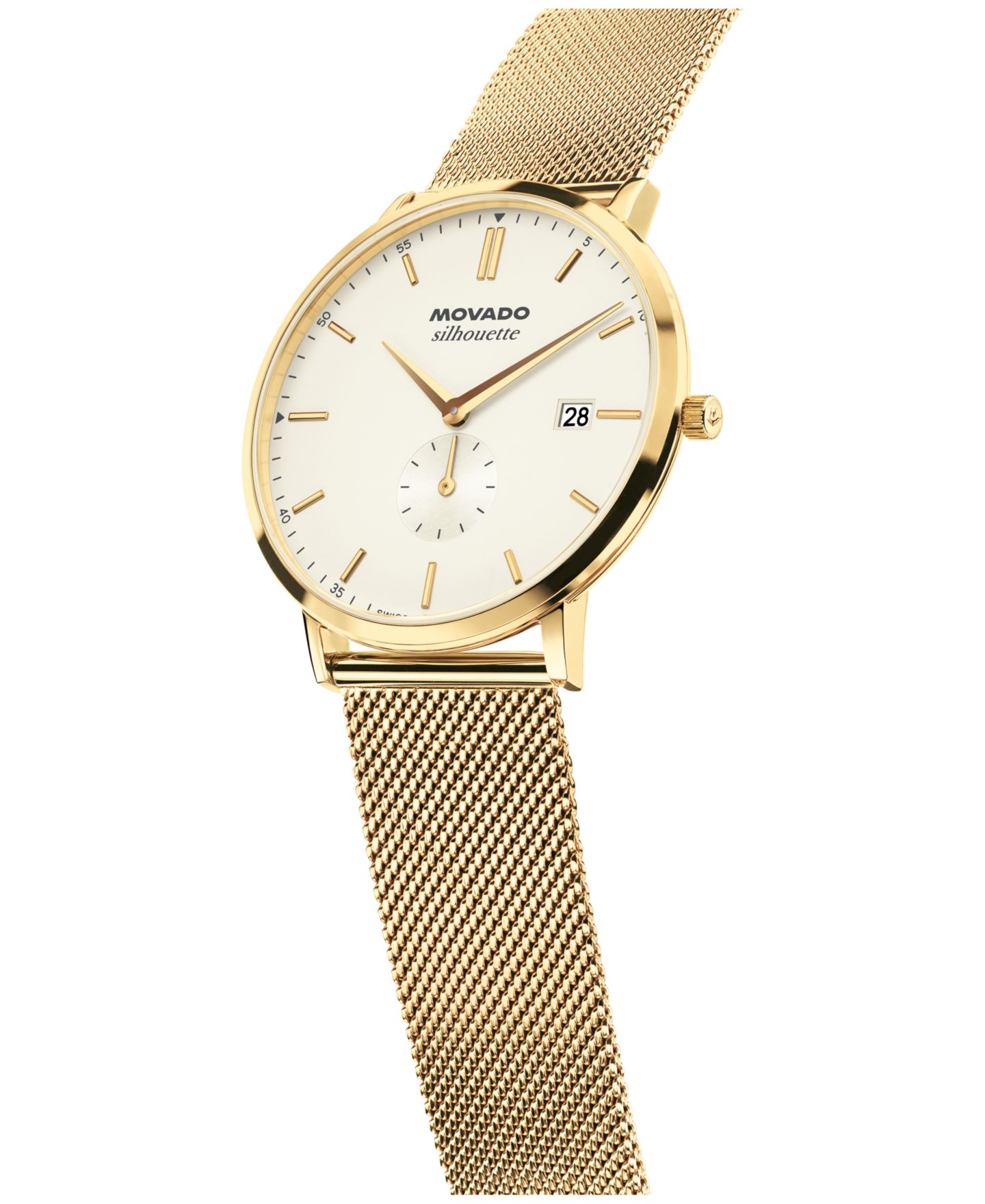 Мужские часы Movado Silhouette Swiss Quartz Ionic Plated Light Yellow Gold Steel Watch 40mm — фото 2