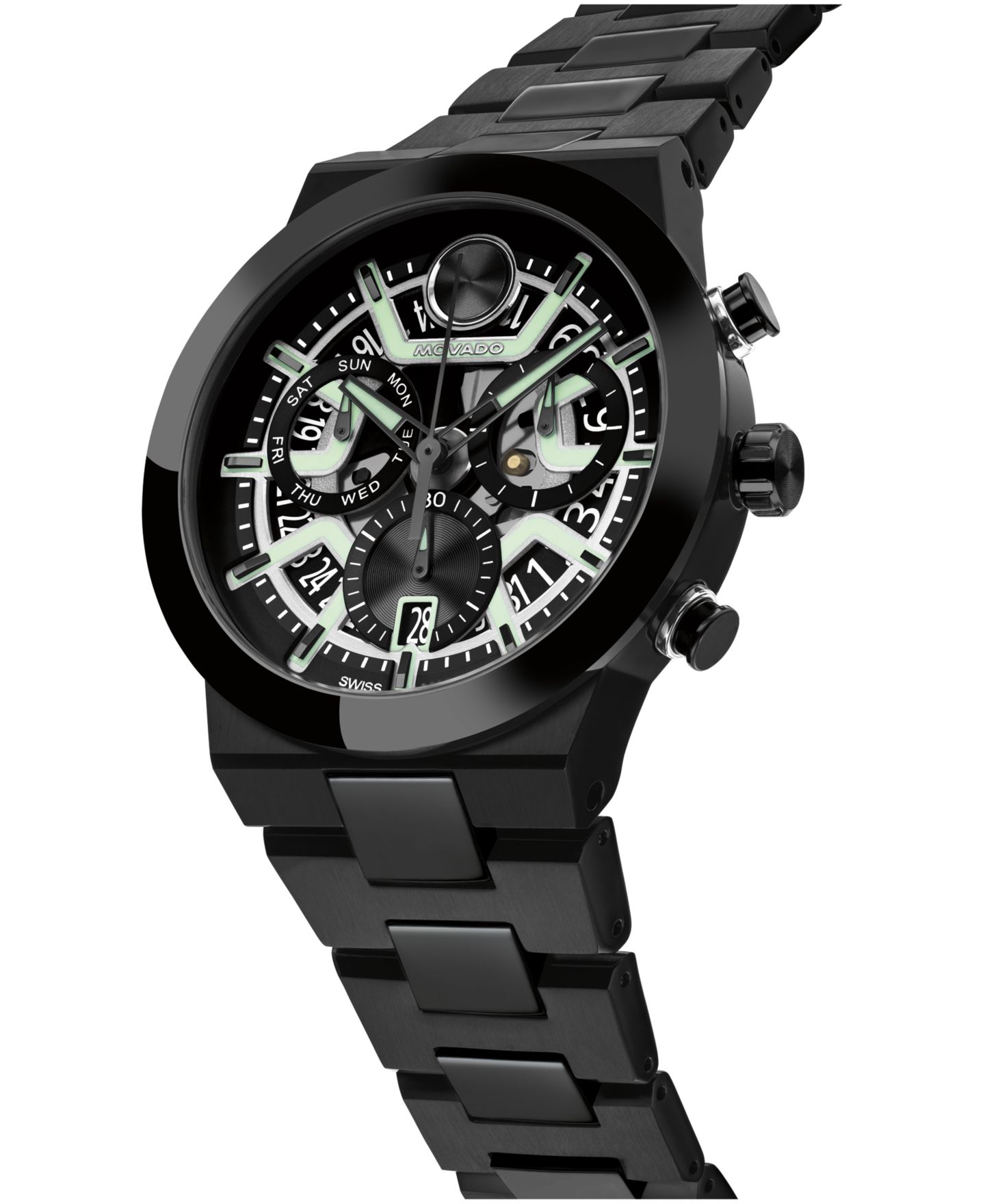 Мужские часы Movado Bold Fusion Swiss Quartz Chrono Ionic Plated Black Stainless Steel Watch 44.50mm — фото 2