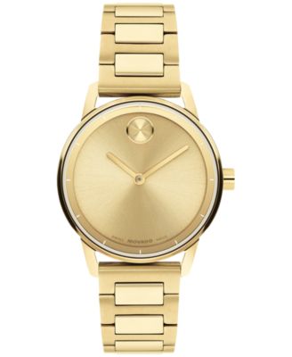 Women's Bold Echo Swiss Quartz Ionic Plated Light Yellow Gold Steel Watch 30mm