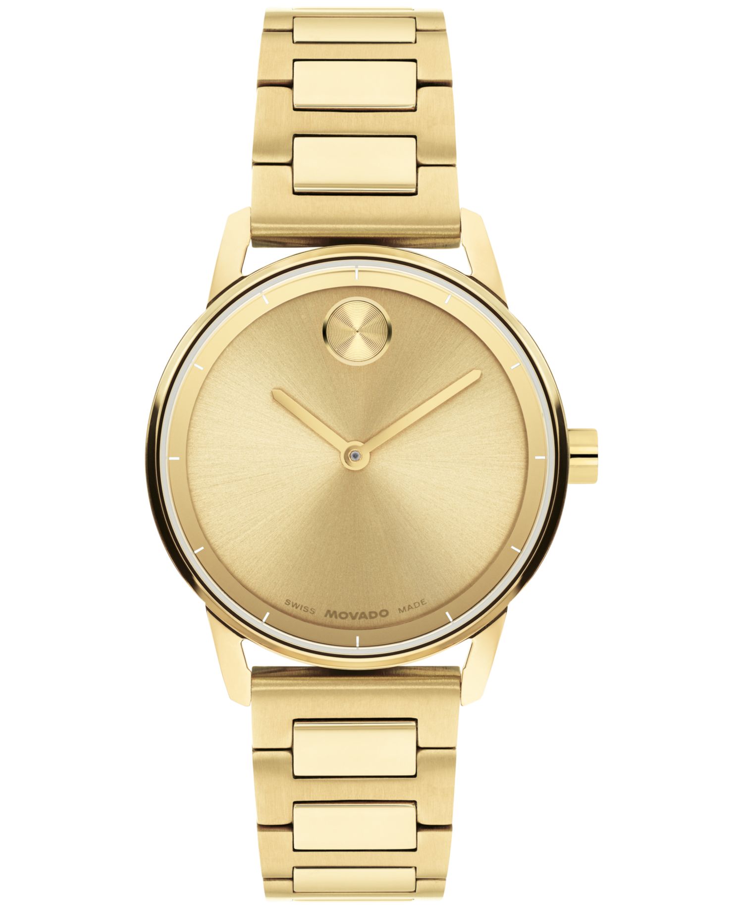 Women's Bold Echo Swiss Quartz Ionic Plated Light Yellow Gold Steel Watch 30mm