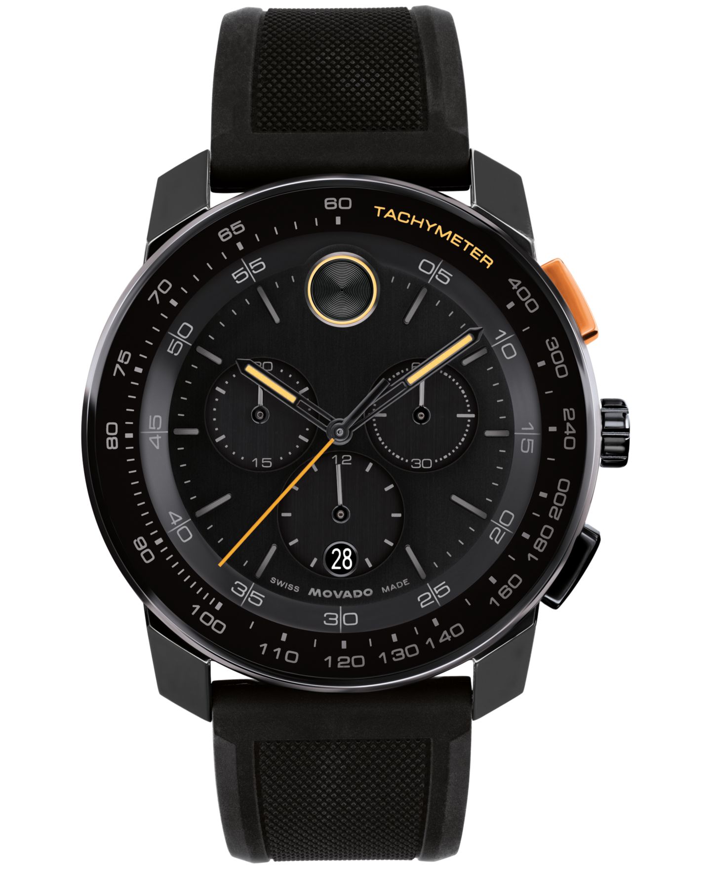 Мужские часы Movado Bold TR90 Swiss Quartz Chrono Black Silicone Watch 43.50mm — фото 1
