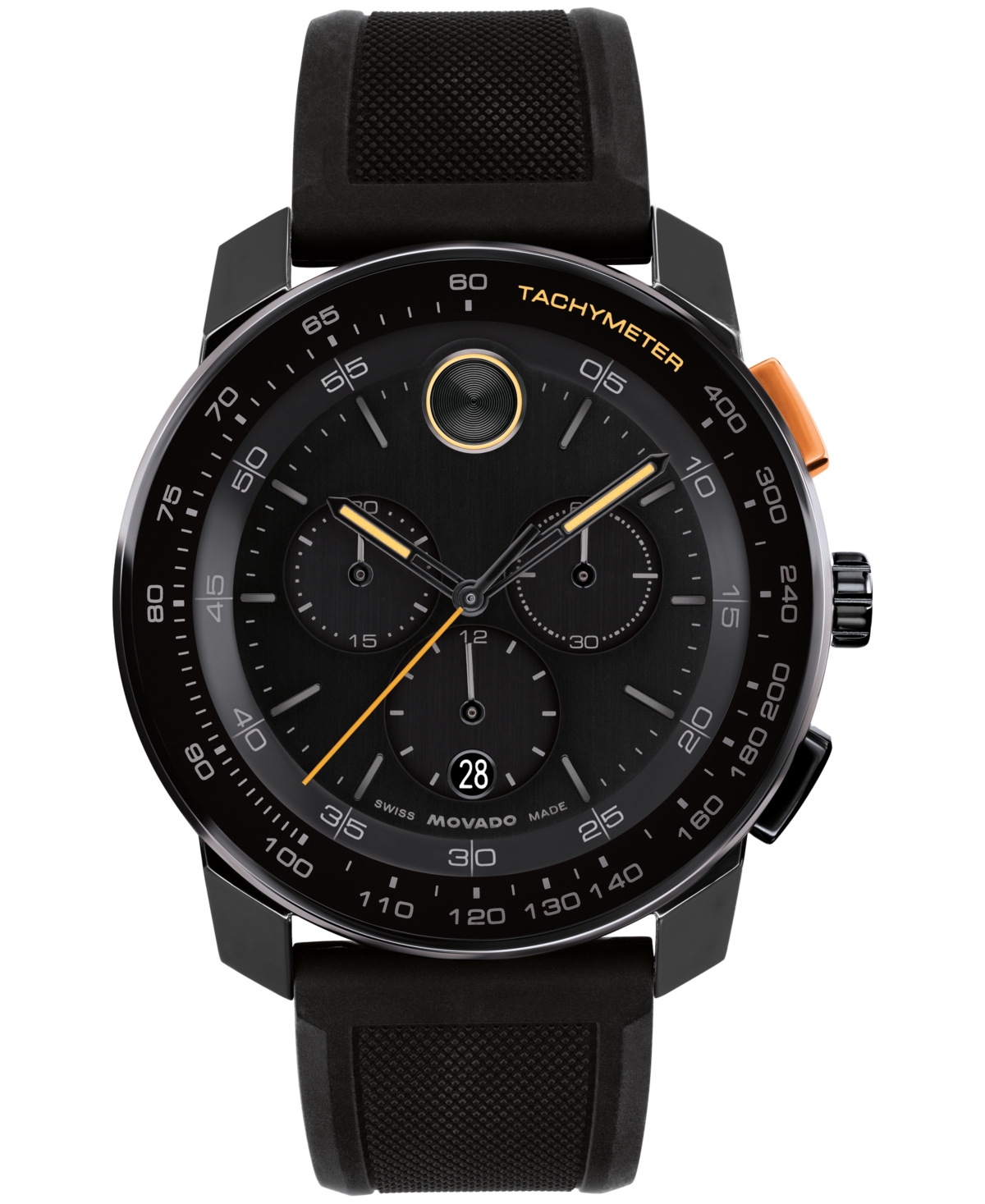 Movado Men's Bold Tr90 Swiss Quartz Chrono Black Silicone Watch 43.50mm
