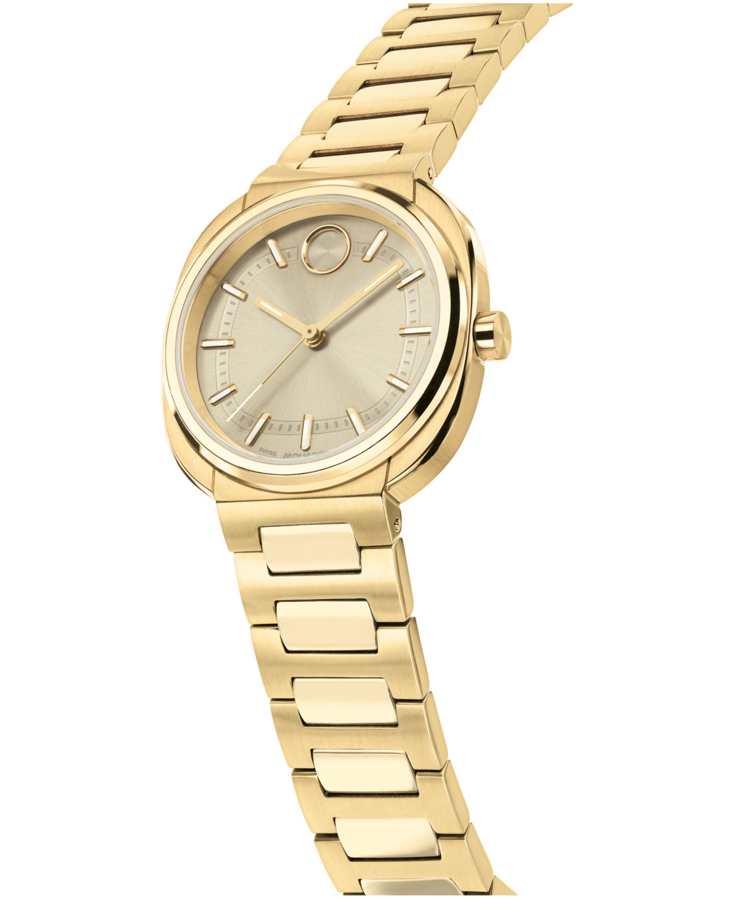 Женские часы Movado Bold Nuvo Swiss Quartz Ionic Plated Light Yellow Gold Steel Watch 30mm — фото 2