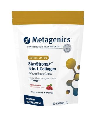 StayStrong Plus 4 in 1 Collagen Whole Body Chew Multi Collagen Peptides and UC II for Joint, Skin and Nail Support, Berry Flavor, 30 Chews