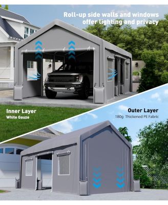 Carport Zipper Door Replacement for Portable Garage Compatible with Frames Zipper Doors Only