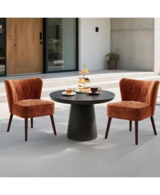 Mid-Century Modern Velvet Accent Chair in Linen, Ergonomic Wingback Design with Button Tufted Back