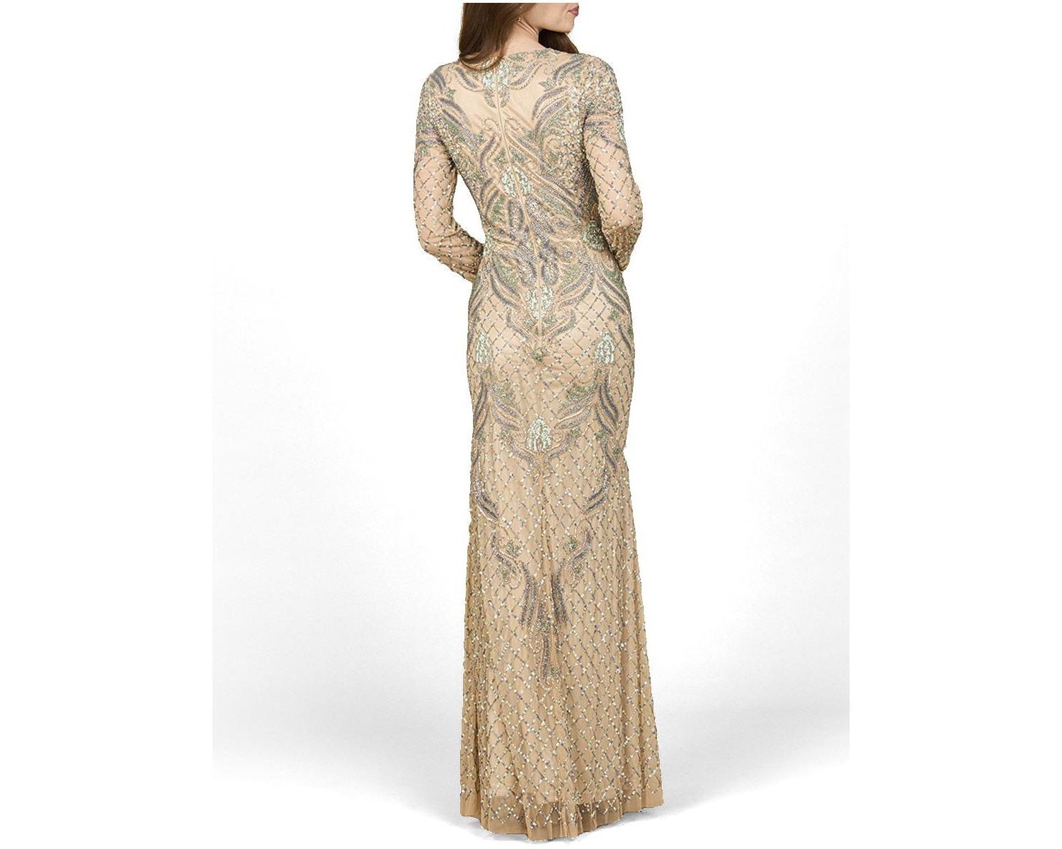 Women's Long Sleeve Beaded Gown