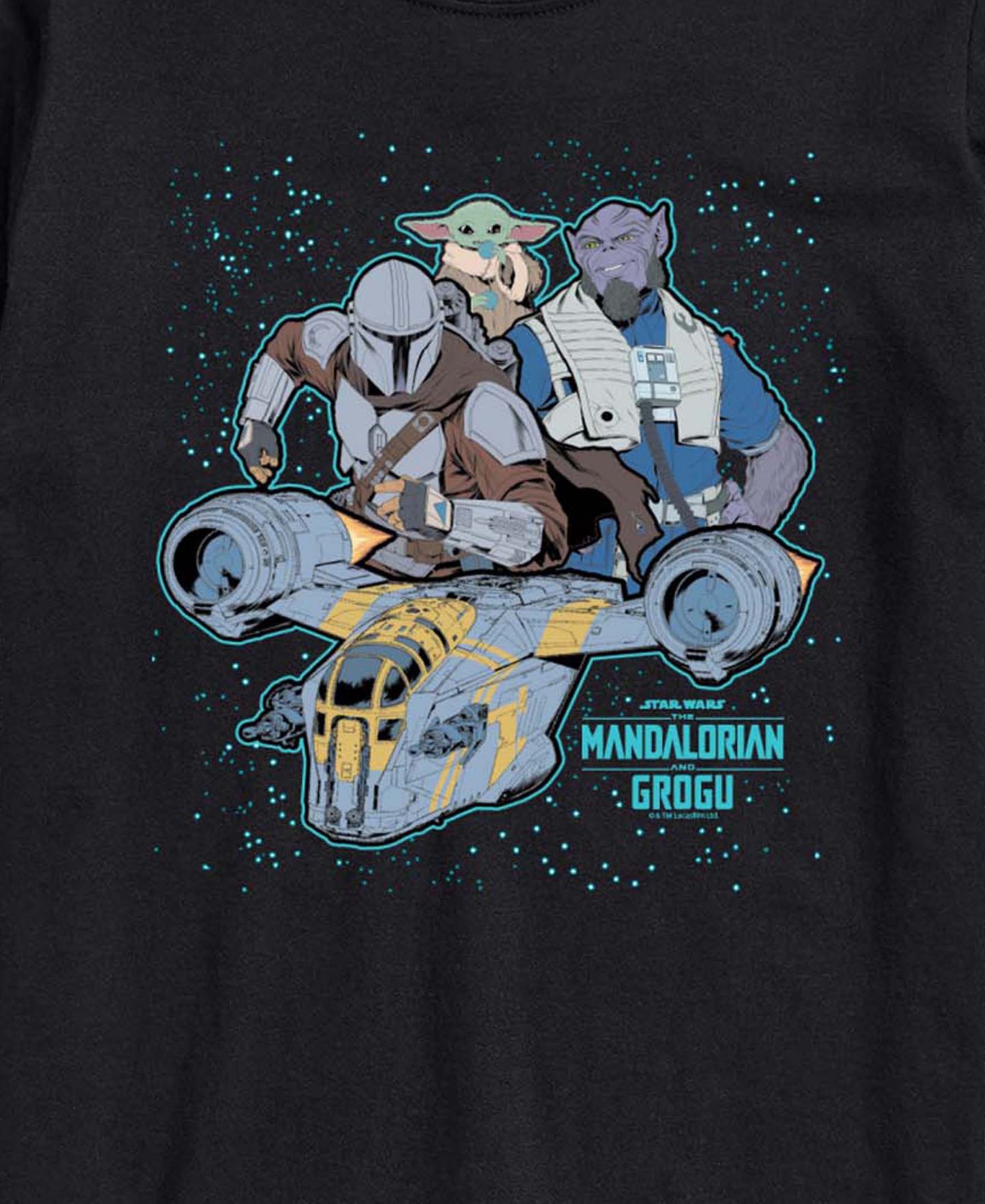 Мужская футболка AIRWAVES The Mandalorian & Grogu Space Collage Graphic, цвет: Чёрный — фото 3