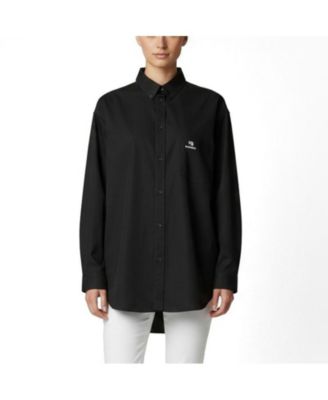 Women's Oversized Logo-Embroidered Cotton Button-Down Shirt