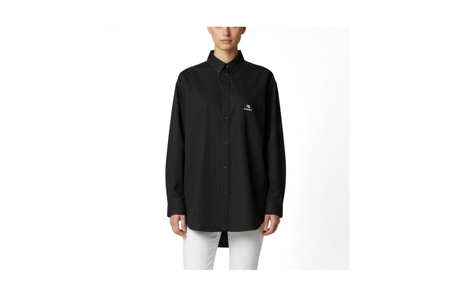 Women's Oversized Logo-Embroidered Cotton Button-Down Shirt