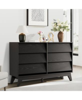 6 Dresser for Bedroom, 47" Wide Dresser, Freestanding Horizontal Drawer with Storage, Wooden Closet Chest Storage for Living Room