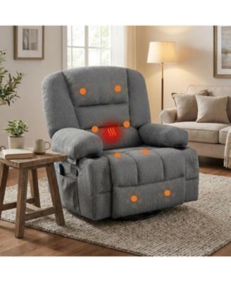 Oversized Recliner Chair, 360degree(s) Swivel Recliner for Adults,Rocking Recliner Chair with Heat and Massage