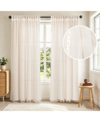 Casual Fringe Light Filtering Curtains Pair