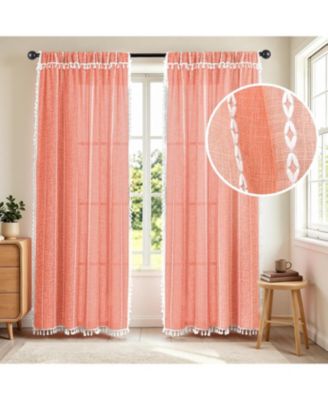 Casual Fringe Light Filtering Curtains Pair