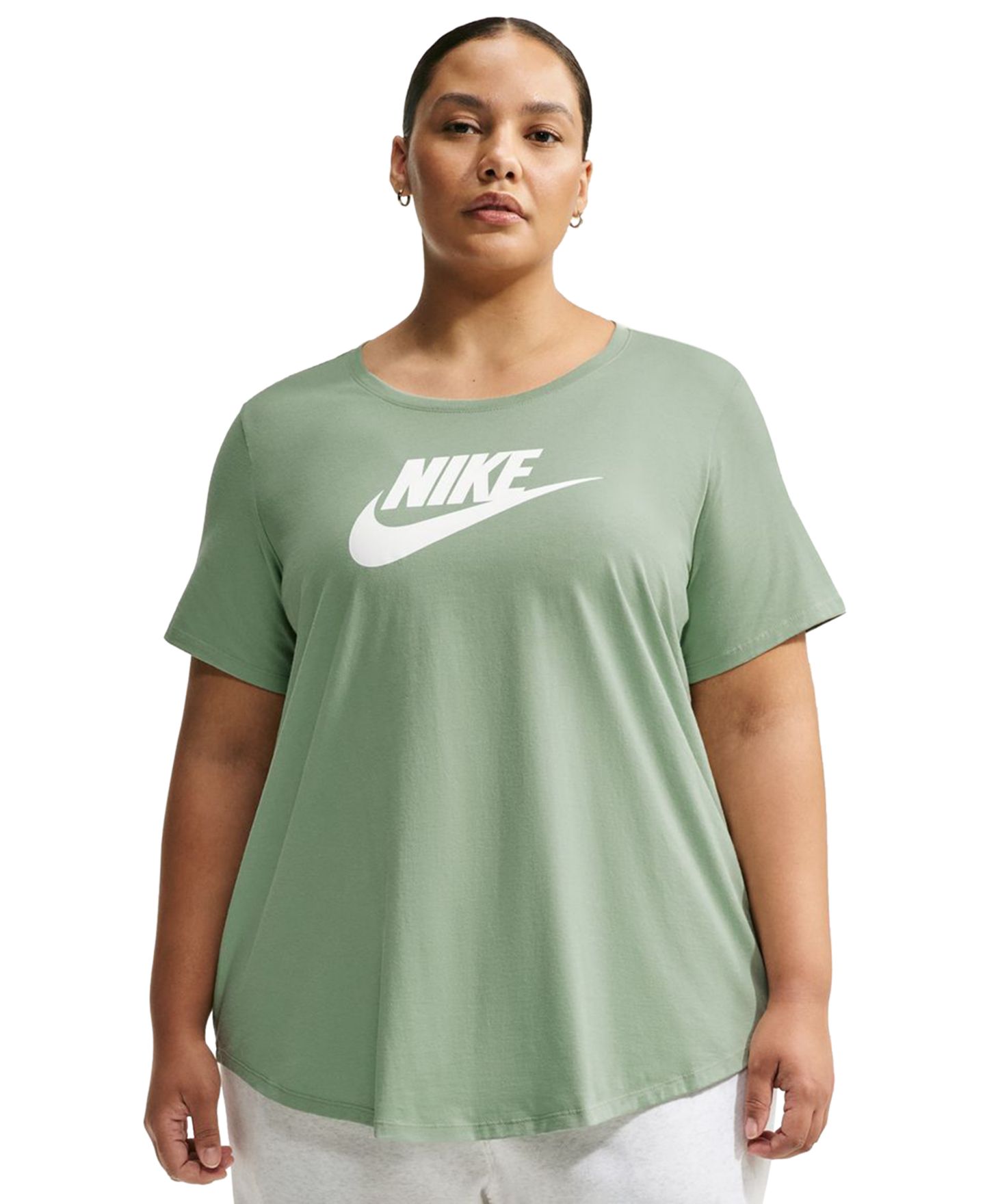 Женская футболка Nike Plus Size Active Sportswear Essentials Short-Sleeve Logo, цвет: Белый — фото 1