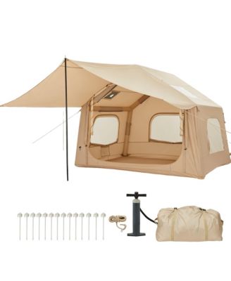 10.5ft x 8.2ft Quick Setup Inflatable Camping Tent, Air Glamping Tent for 2-6 Person for Camping, Beach, Outdoor with Canopy