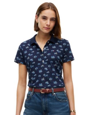 Women's Printed Short-Sleeve Polo Top