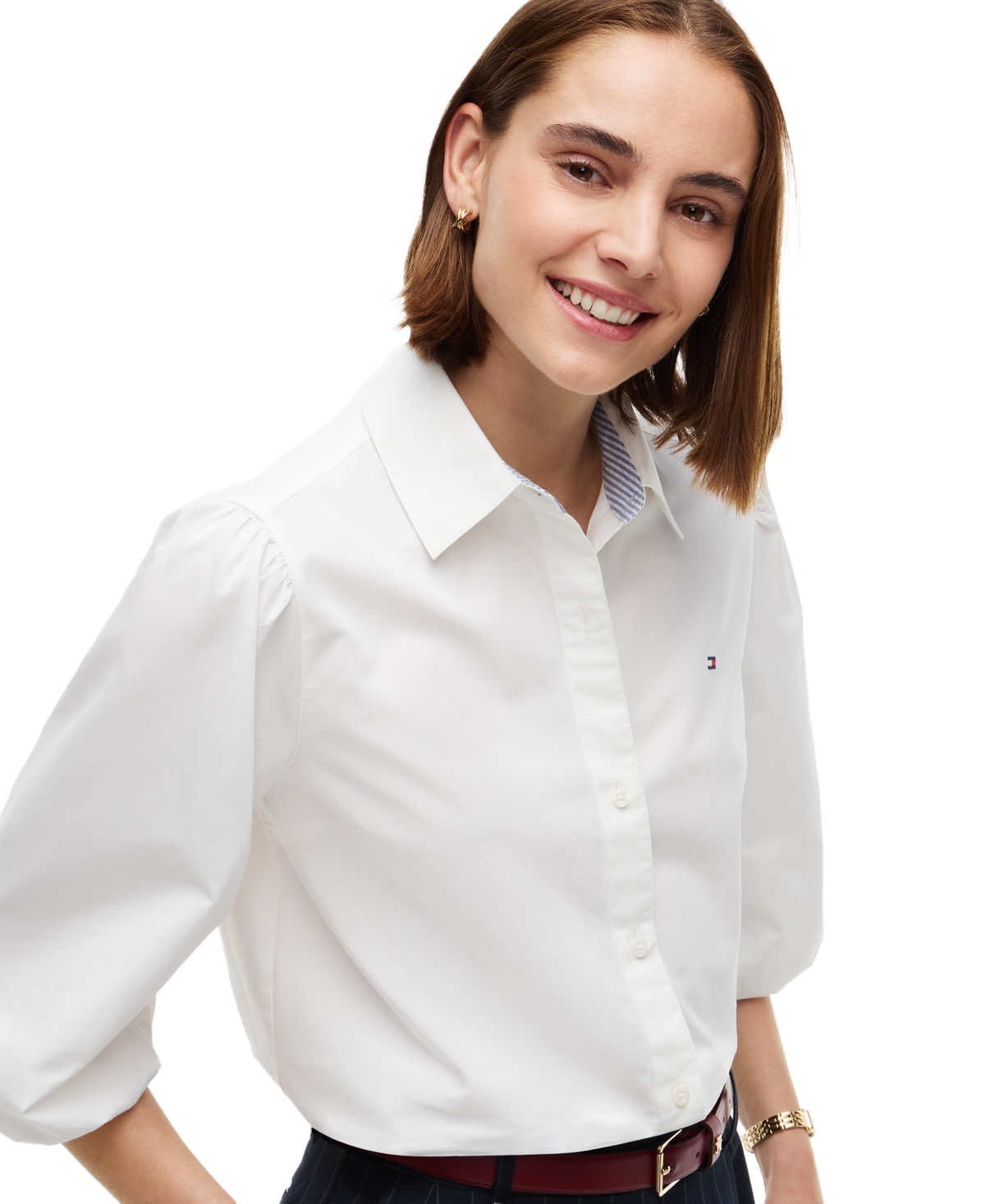 Tommy Hilfiger Women's Puff-Sleeve Button-Front Shirt
