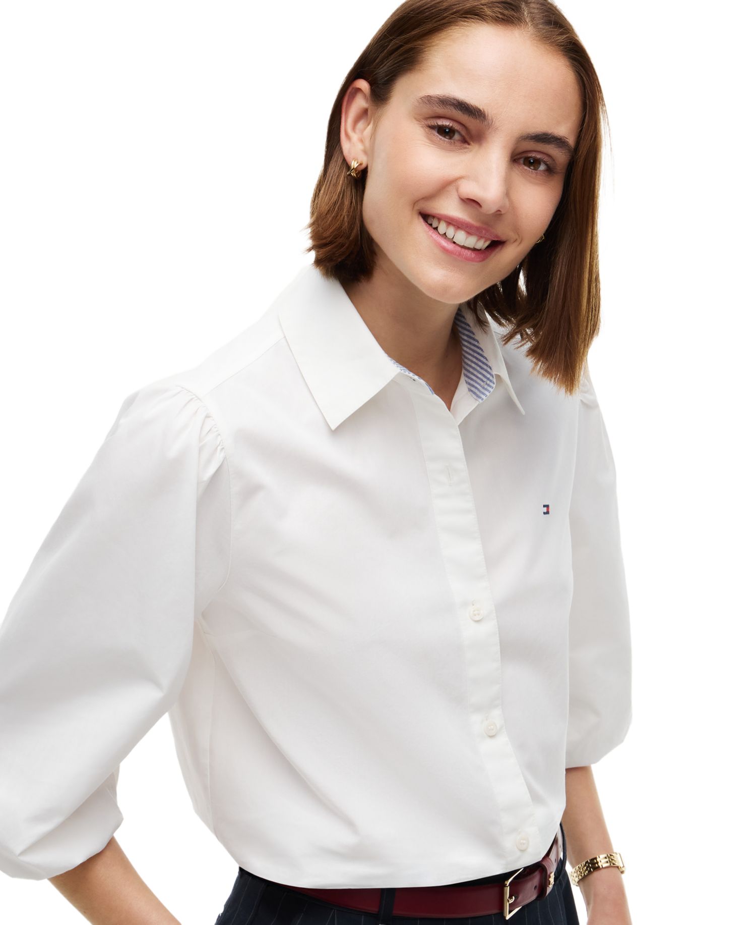 Women's Puff-Sleeve Button-Front Shirt