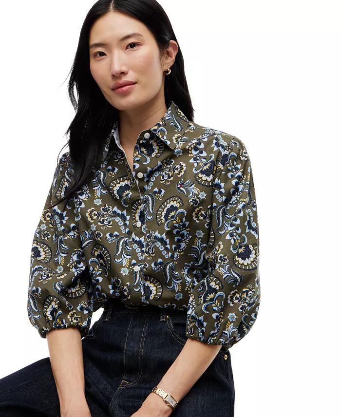 Women's Printed 3/4-Sleeve Shirt - thumbnail 2