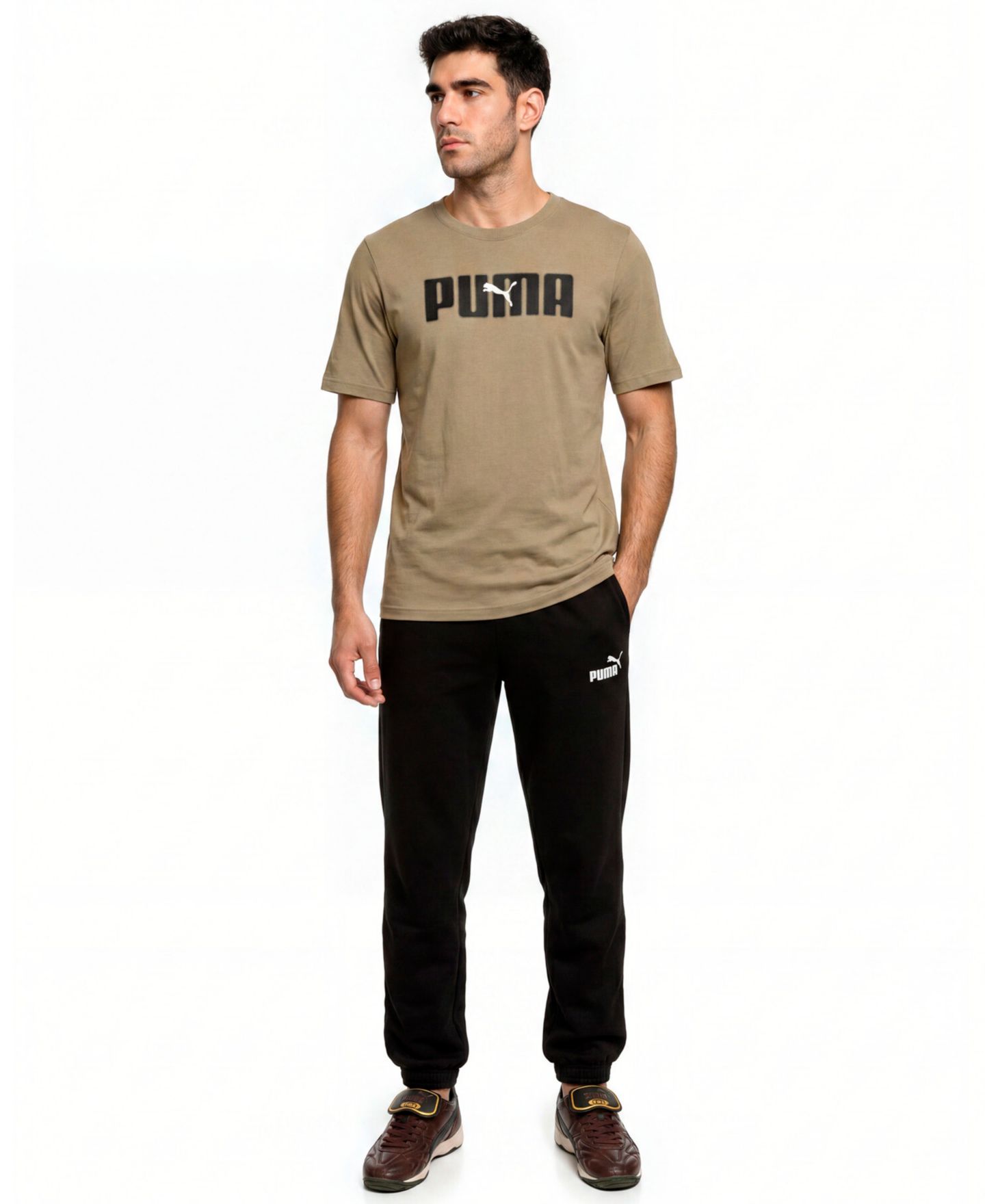 Мужские брюки Puma Athletic-Look Cat Logo Classic Gym, цвет: Средний серый меланжевый — фото 2