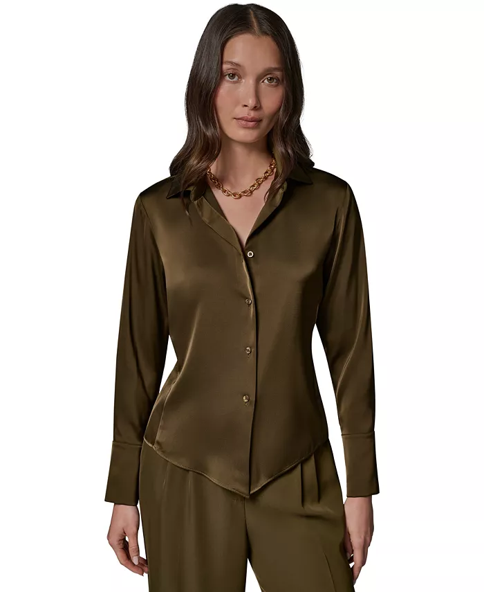 Petite Collared Button-Up Blouse