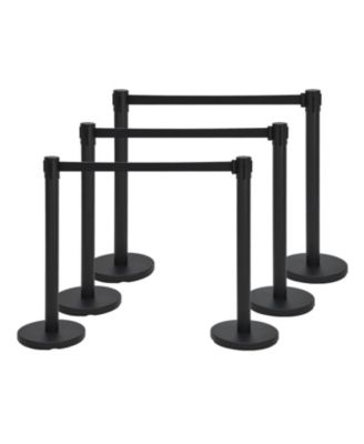 6 Pack Retractable Belt Stanchions 6.6 Ft Crowd Control Queue Barriers with Heavy Base Steel Posts for Airport