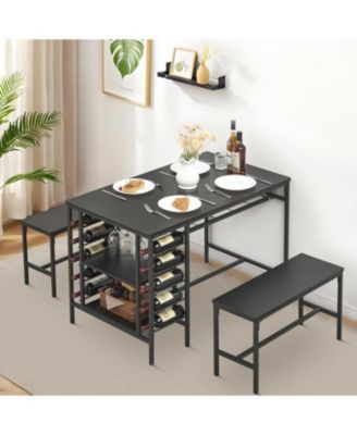 Dining Table Set for 4, Kitchen Table Set for 4, with 2 Benches, 3 Piece Dining Room Table Set, for Dining Room, Kitchen and Small Apartments
