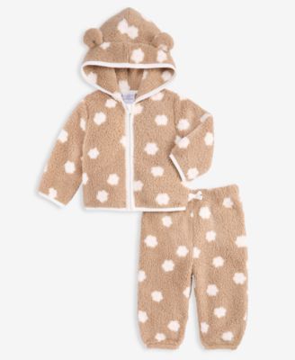 Baby Girls' Floral Sherpa Hooded Jacket and Pants, 2-Piece Set