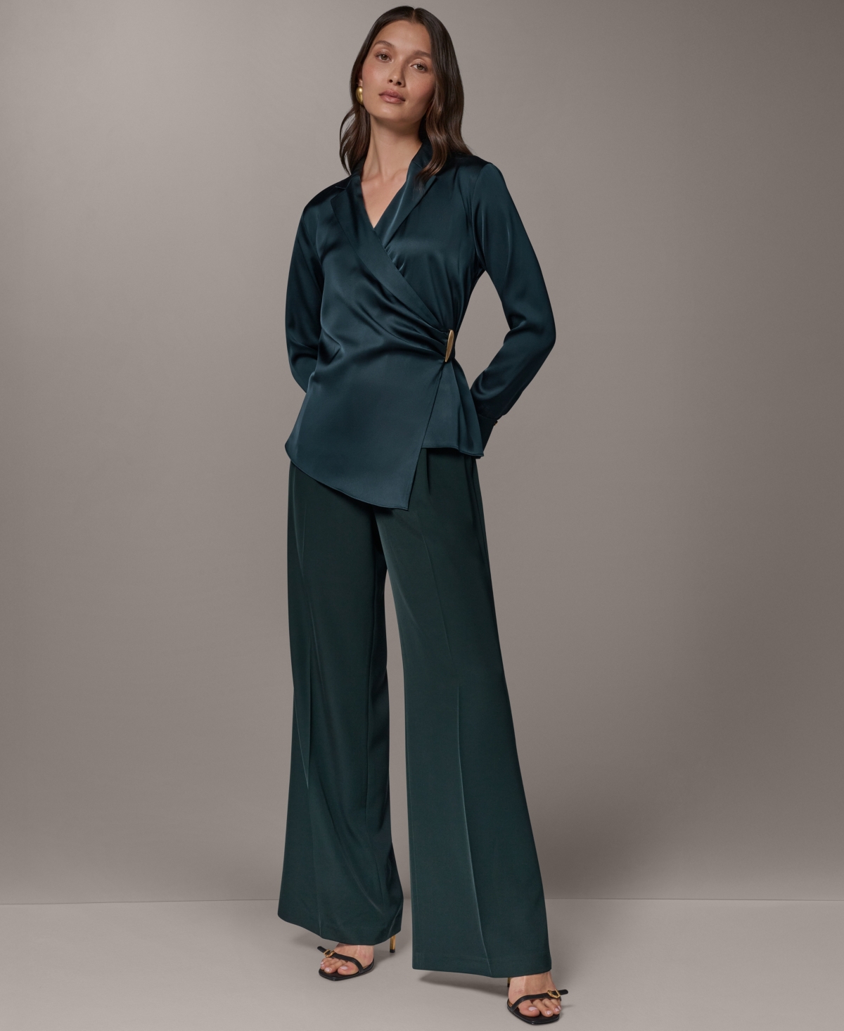Donna Karan New York Women's V-Neck Long-Sleeve Blouse