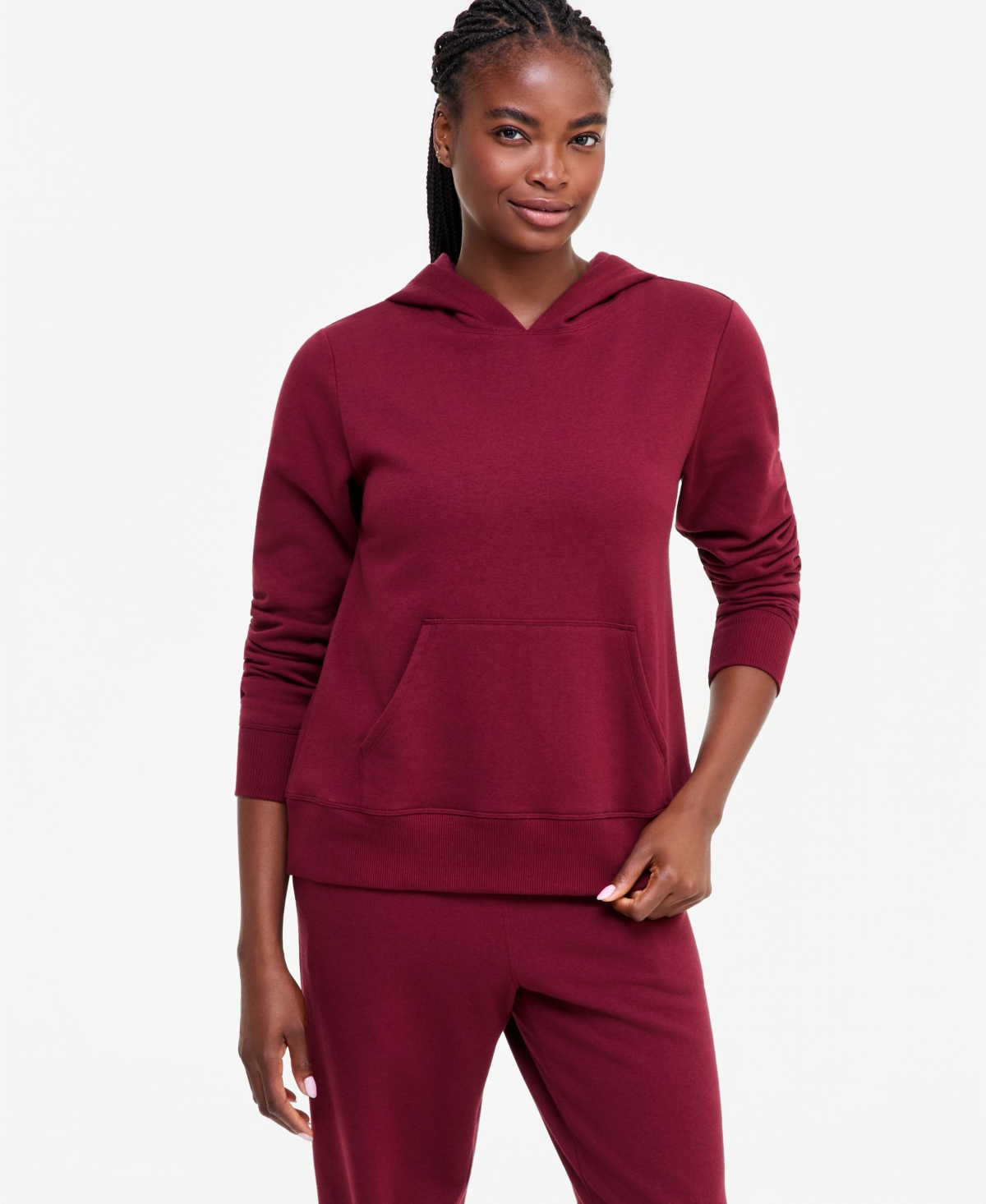 Id Ideology Women's Fleece Pullover Hoodie, Macy's Exclusive In Dark Rust