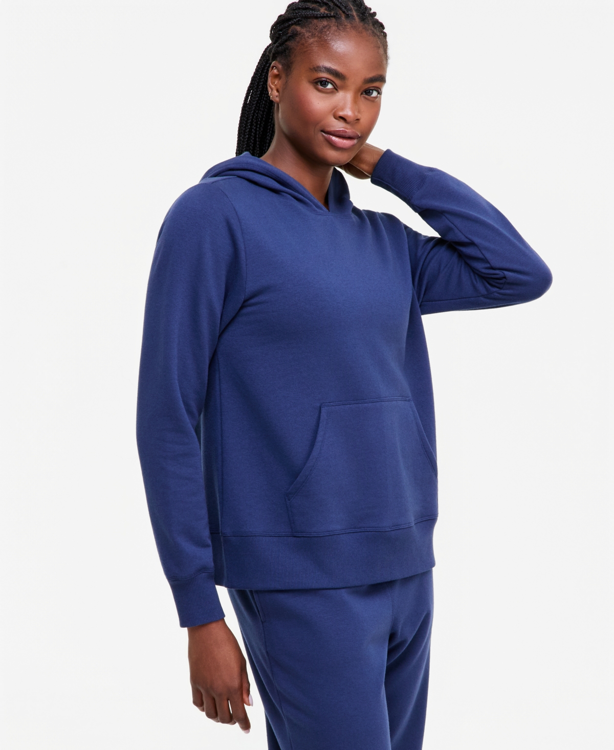 Id Ideology Women's Fleece Pullover Hoodie, Macy's Exclusive In Indigo Sea