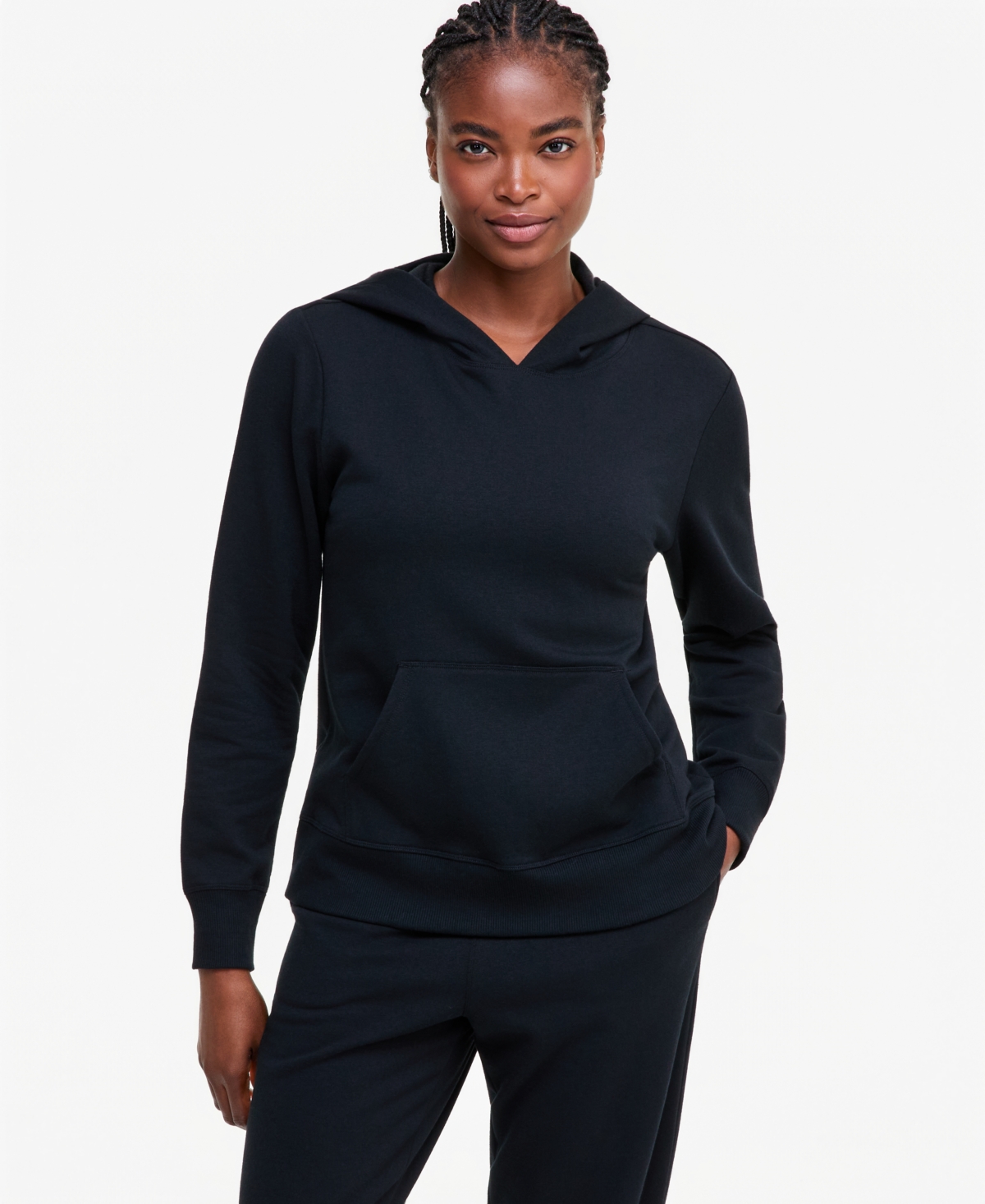Id Ideology Women's Fleece Pullover Hoodie, Macy's Exclusive In Deep Black
