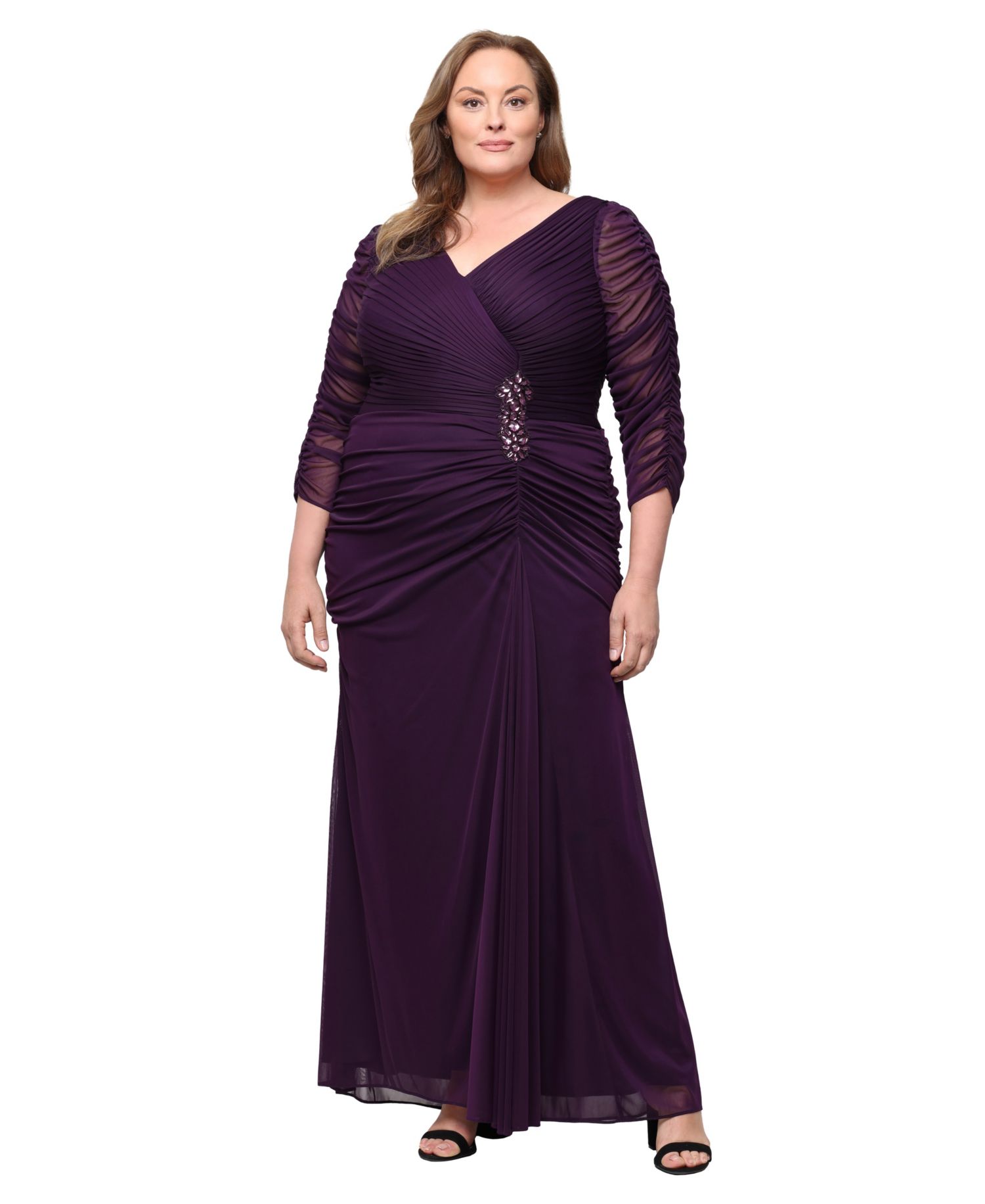 Plus Size Ruched Detail Ball Gown