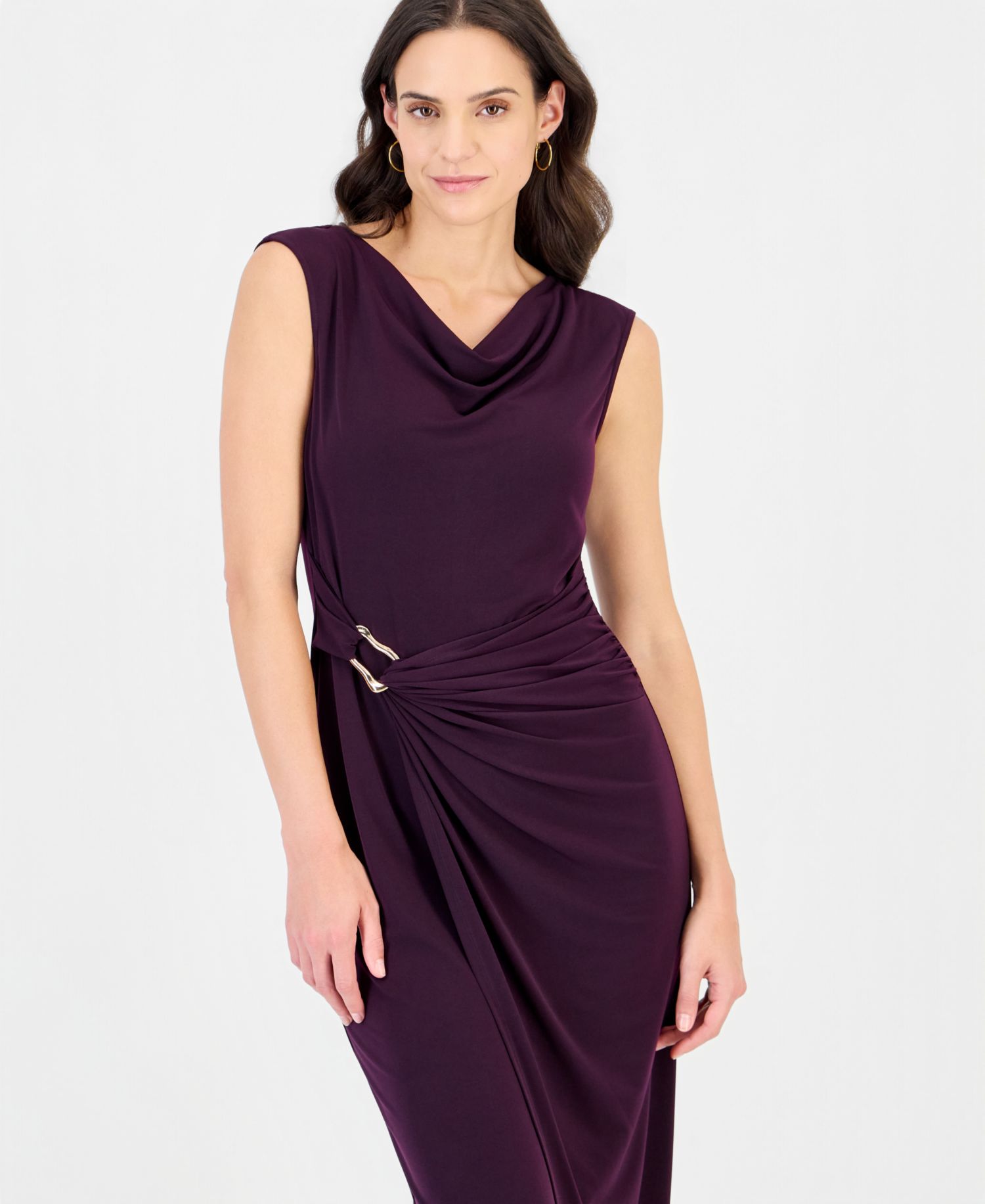 Women's Cowl Neck Sleeveless Wrap Dress