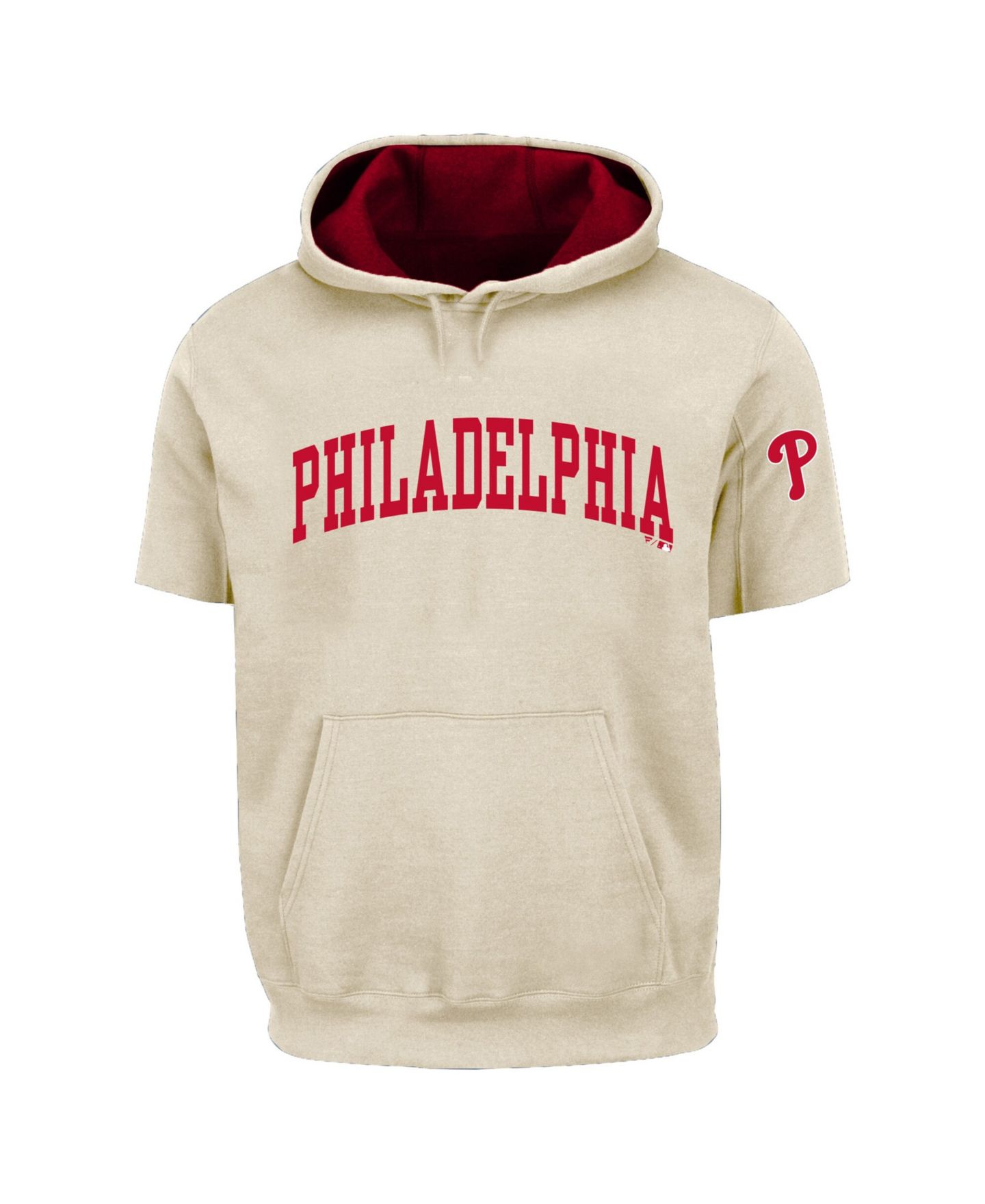 Мужское худи Fanatics Cream/Red Philadelphia Phillies Big & Tall Contrast Short Sleeve — фото 2