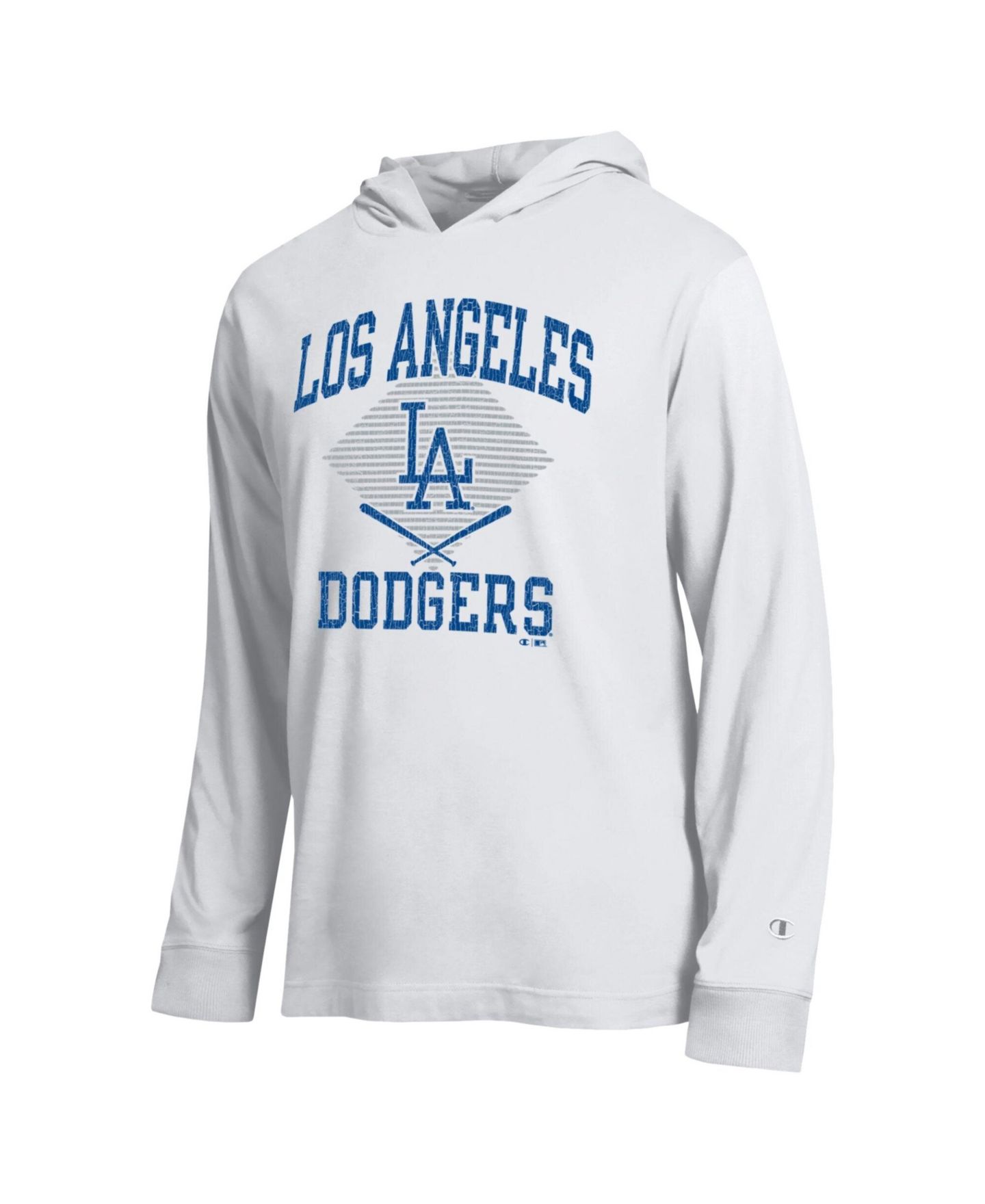 Мужская футболка Champion White Los Angeles Dodgers Cooperstown Hooded Long-Sleeve — фото 2