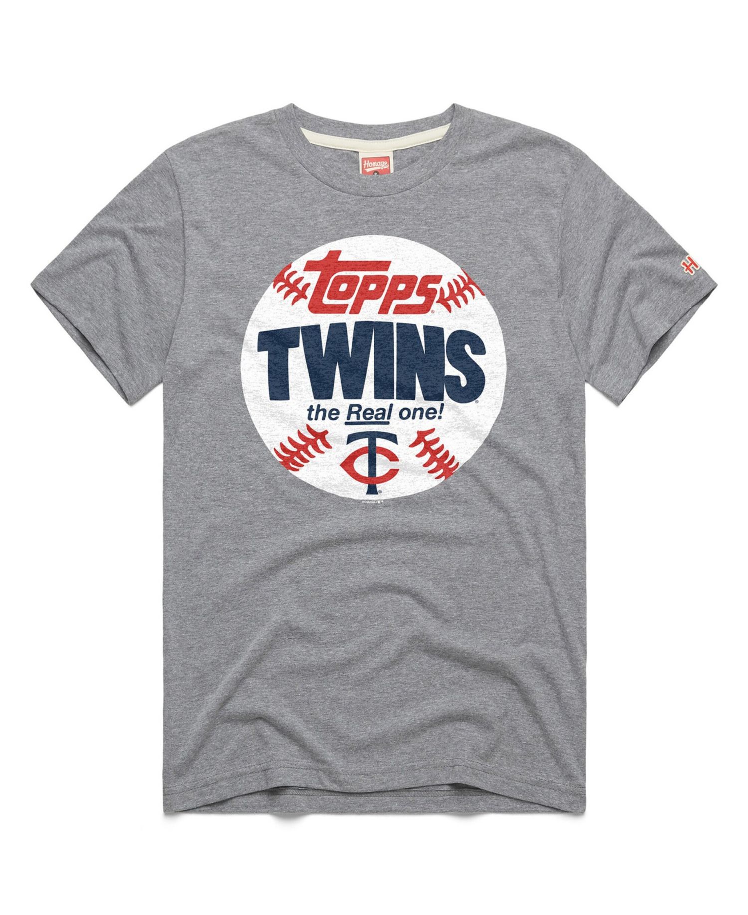 Men's Gray Minnesota Twins MLB x Topps Baseball the Real One Tri-Blend T-Shirt