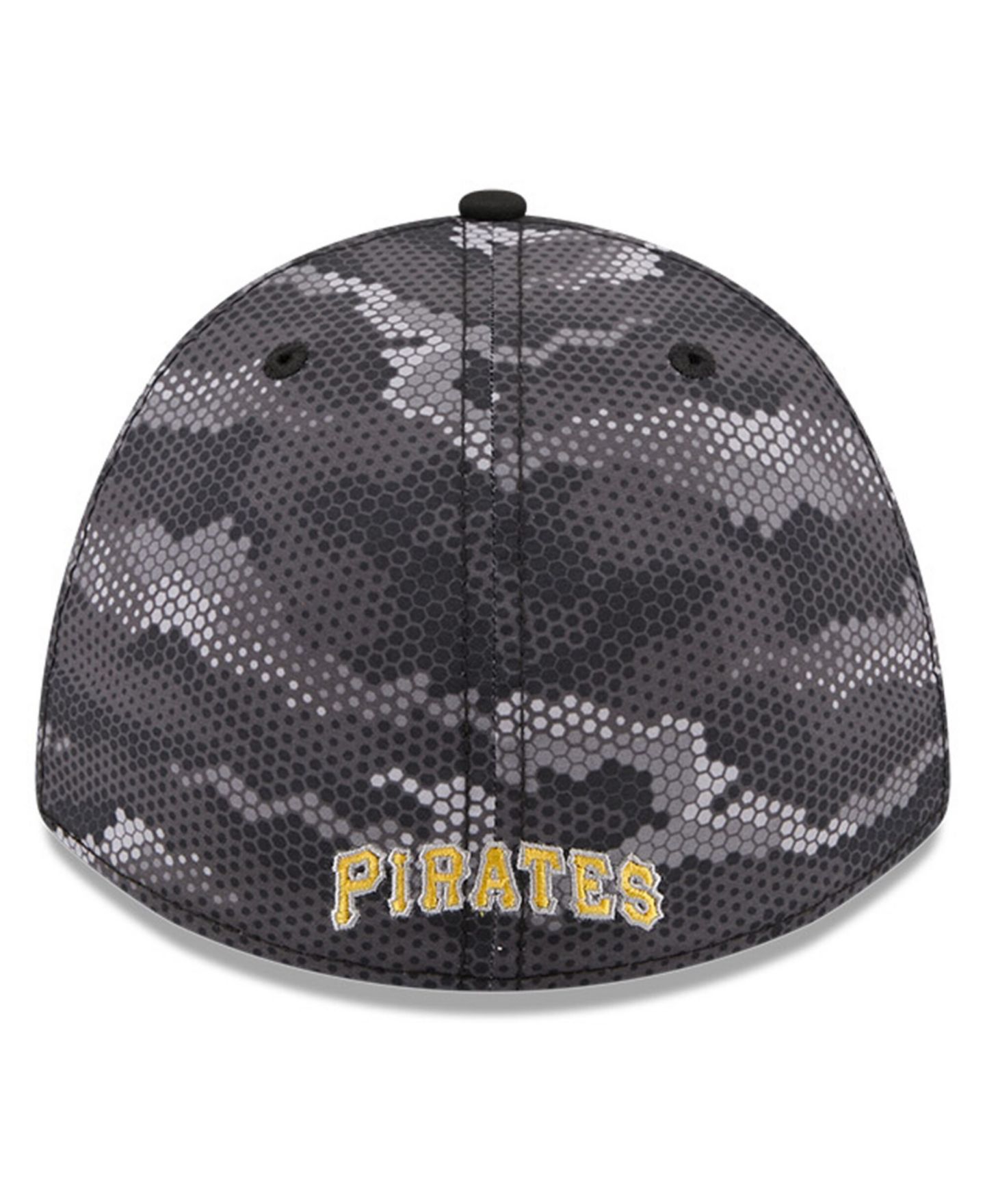 Мужская кепка New Era Black Pittsburgh Pirates Camo 39THIRTY A-Frame Flex Hat — фото 4