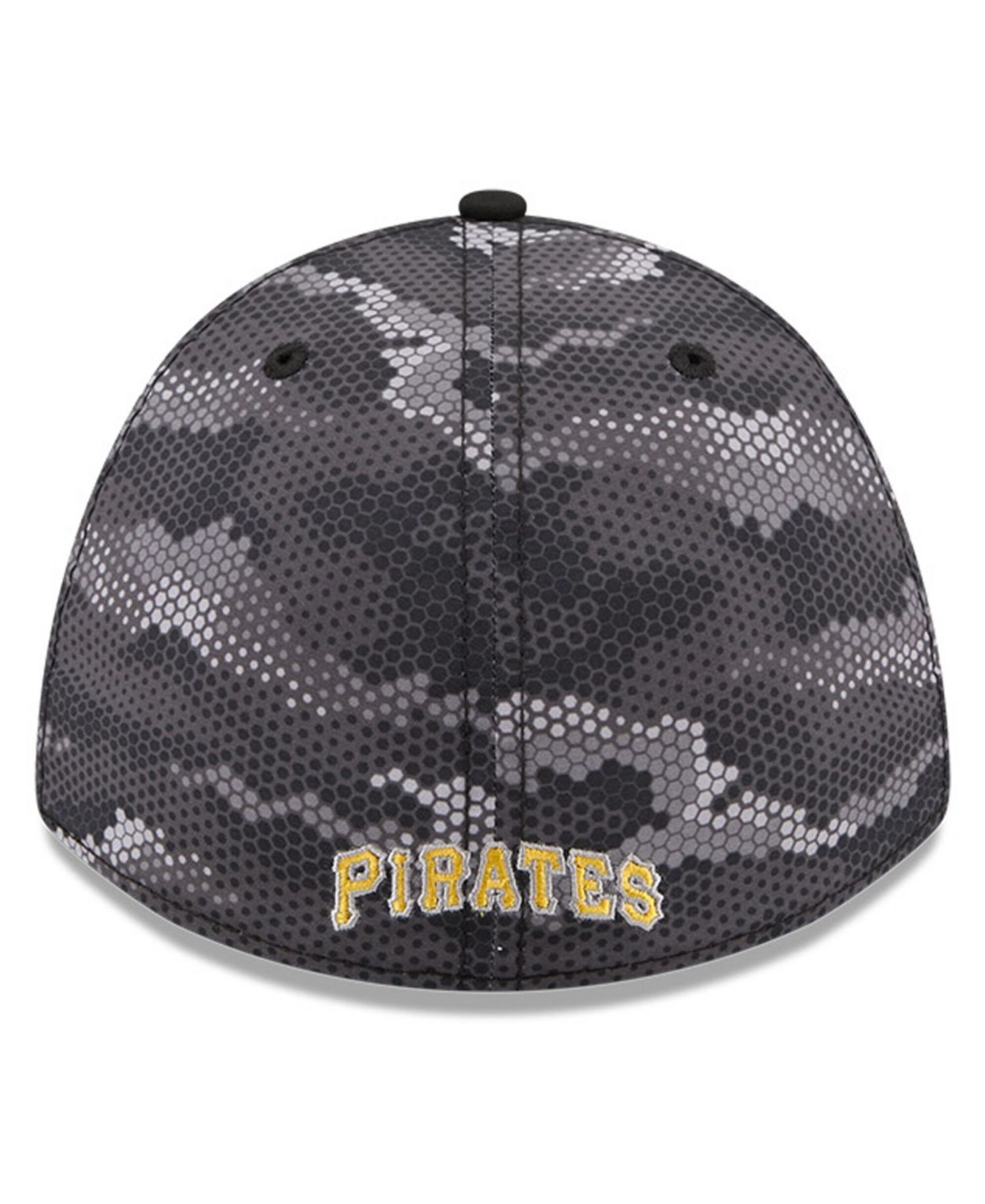 Men's Black Pittsburgh Pirates Camo 39THIRTY A-Frame Flex Hat