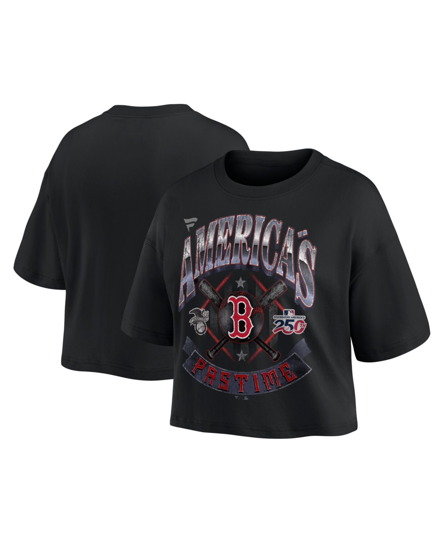 Women's Black Boston Red Sox Americana Crop T-Shirt