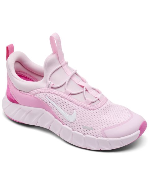 Детские кроссовки Nike Little Kids Free Ride Elastic Lace Running, цвет: Розовый / Белый
