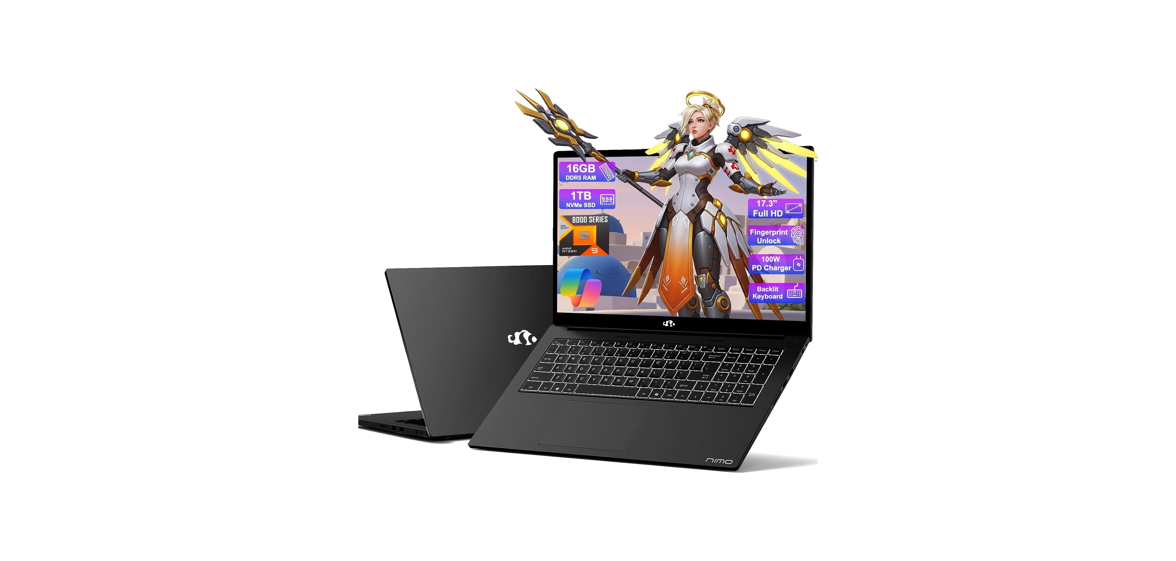 Nimo 17.3" Gaming Laptop,Amd Ryzen 9 8945HS,16GB DDR5 Ram,1TB Ssd, Radeon 780M Graphics,Fingerprint,Ai-Powered Business and Pc,Win 11