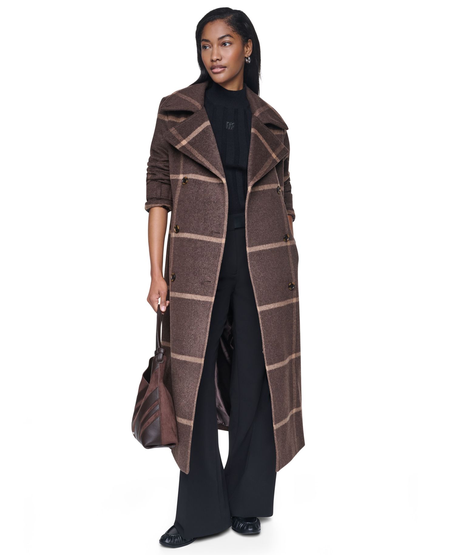Womens Notch Collar Belted Wrap Coat