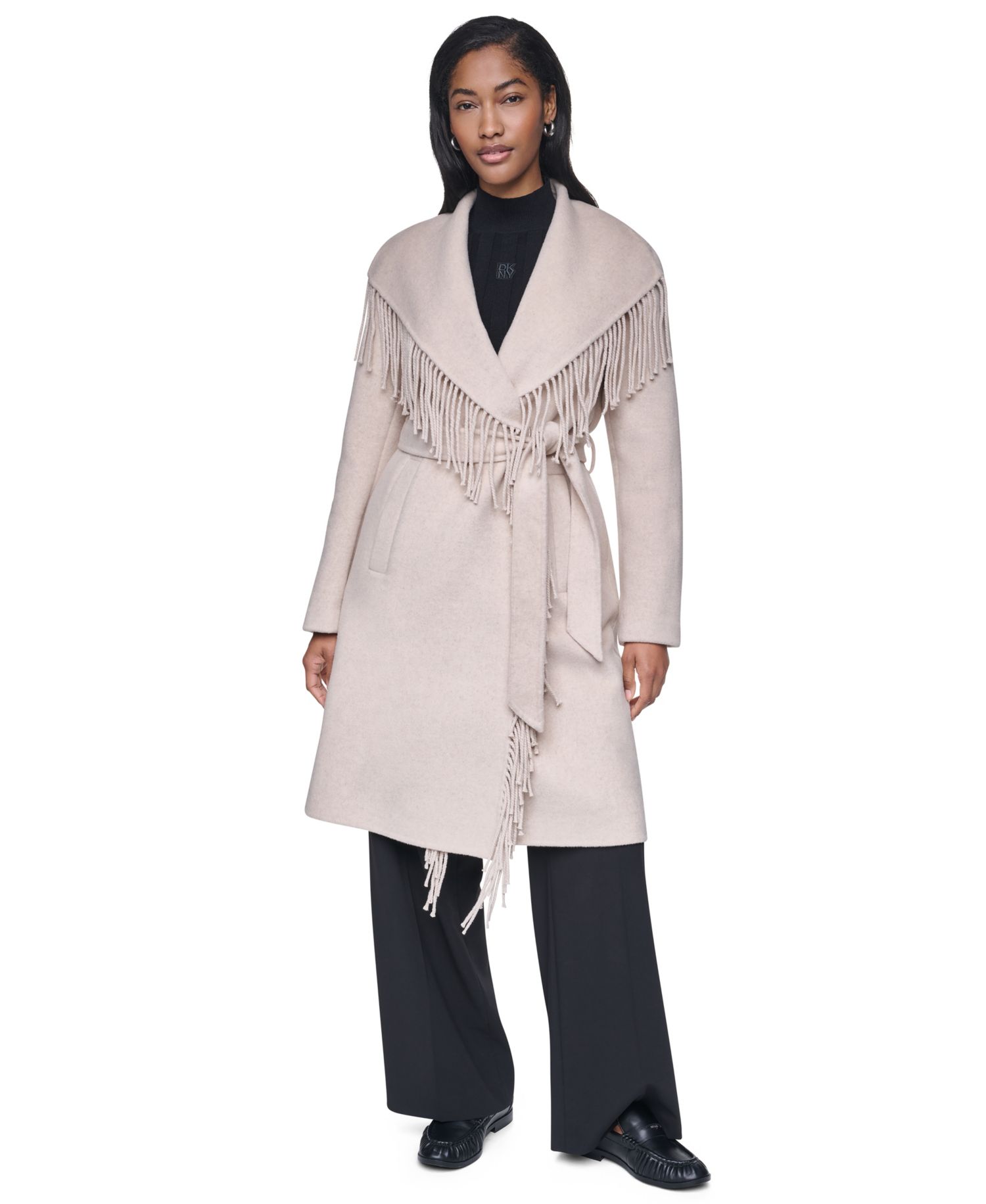 Women's Double Faced Fringe Wrap Coat